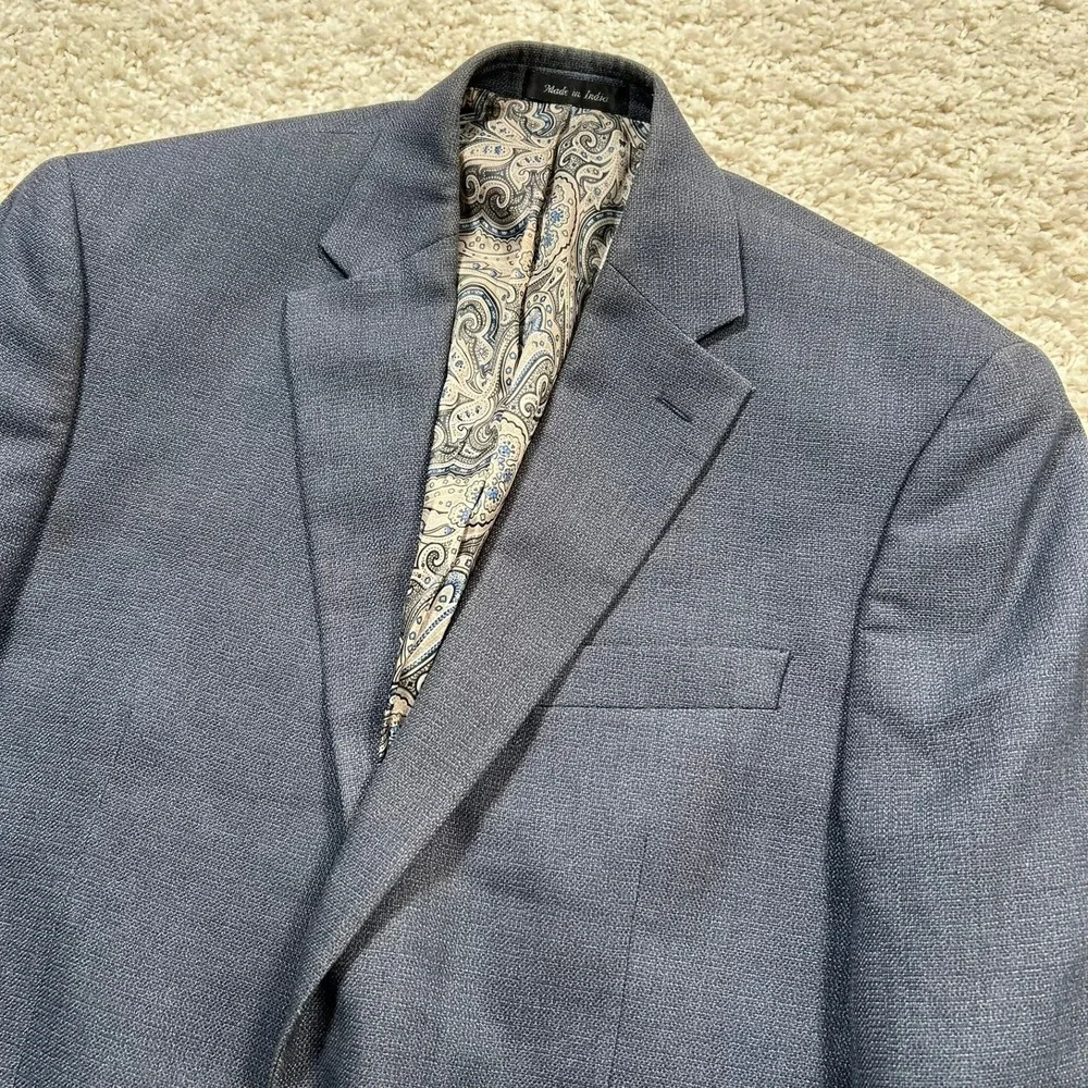 Lauren Ralph Lauren Sport Coat 40R Blue Paisley Two Button Blazer Polyester
